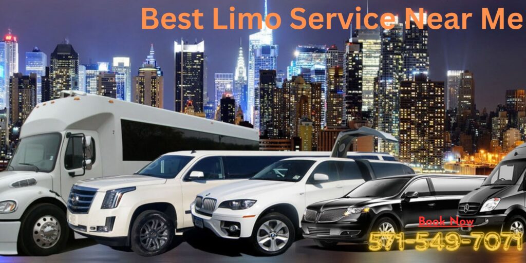 Luxury limousine service by DC Limo Car 4U driving through the city at night, showcasing its stylish exterior and comfortable interior.